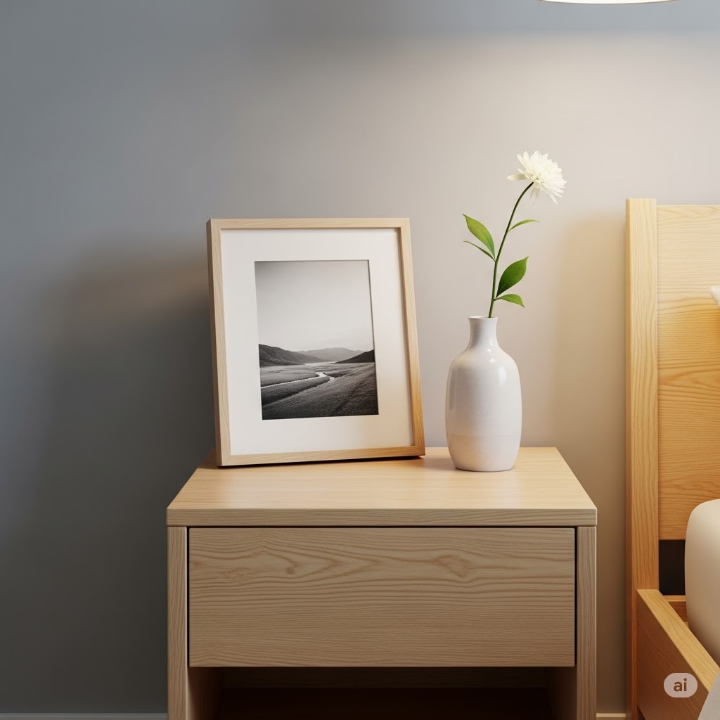 Elegant silver frame on a home office desk displaying a wedding photograph